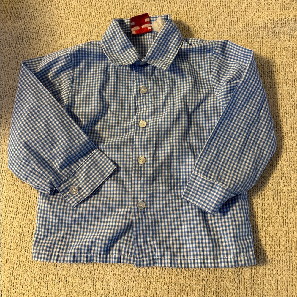 Classic Blue Gingham Button Down Shirt